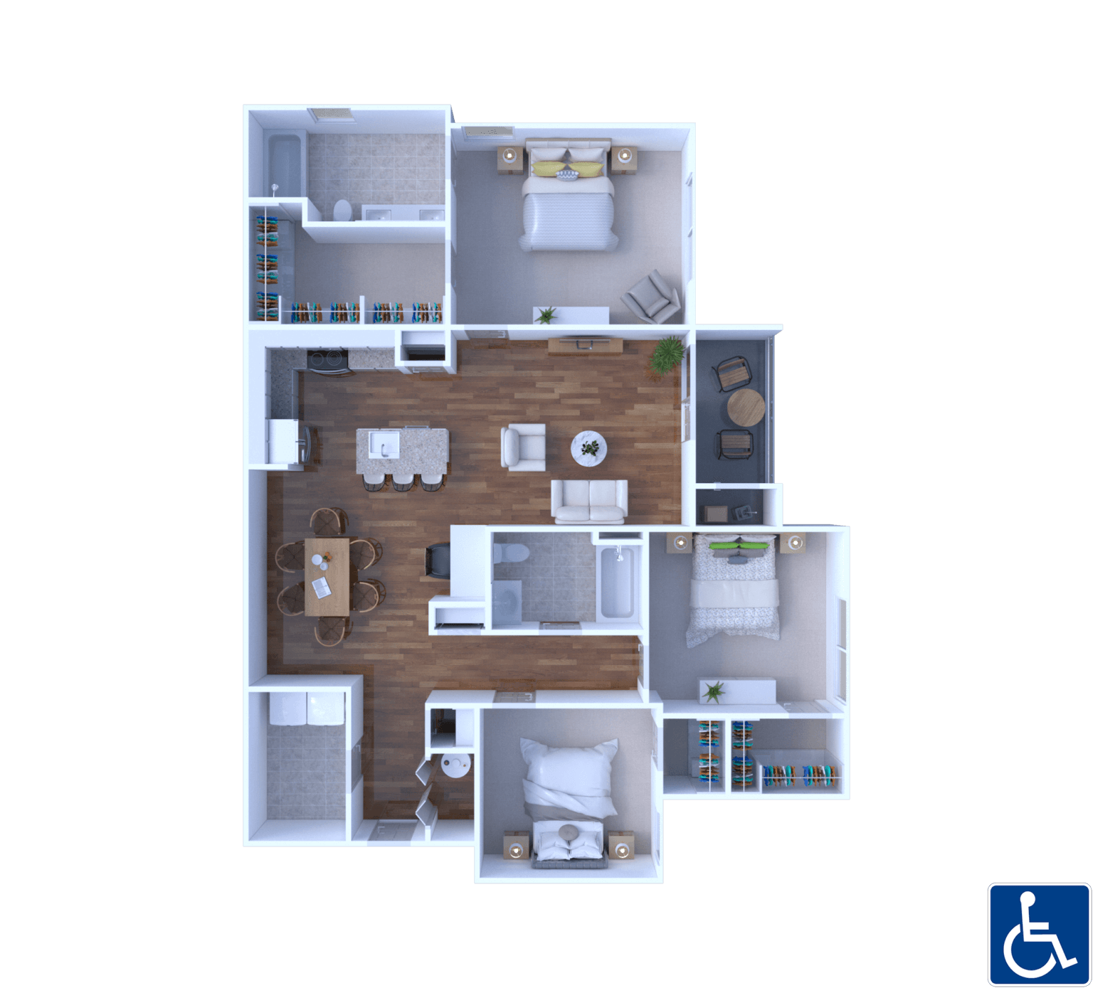 Three Bedrooms Handicap Fairway Village Apartments